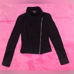 Express Knit Black Moto Jacket with Asymmetrical Zipper